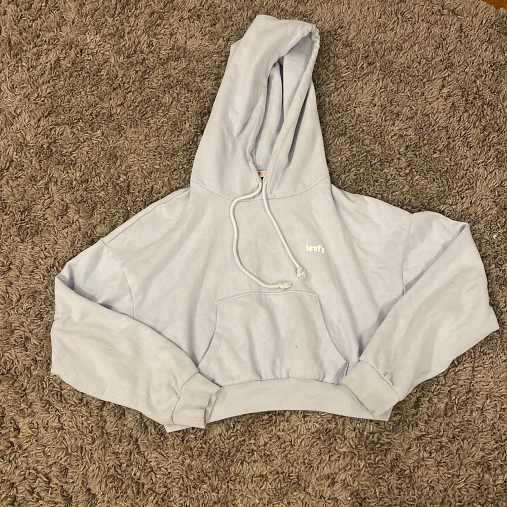 Levis baby blue colored cropped sweatshirt